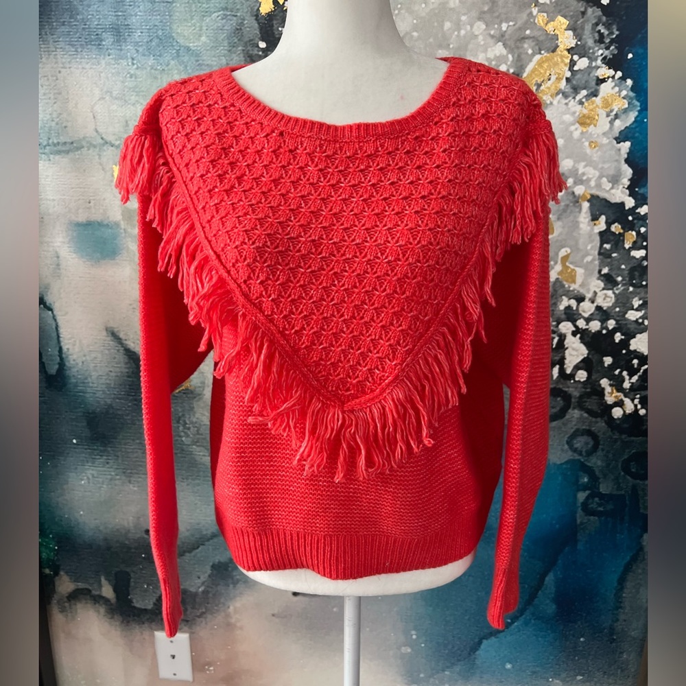 Fringe front sweater NWOT